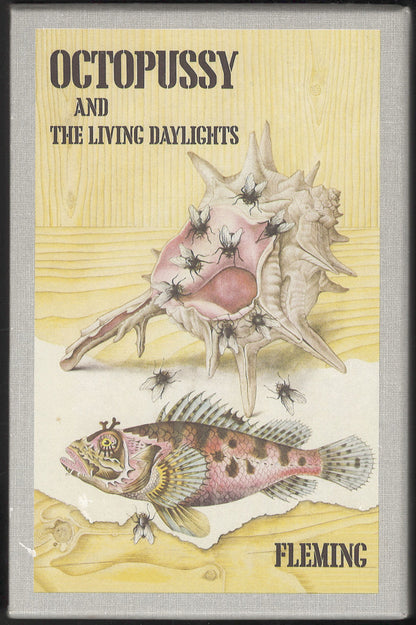 Front of the slipcase of Octopussy and The Living Daylights with a shell and fish illustration.