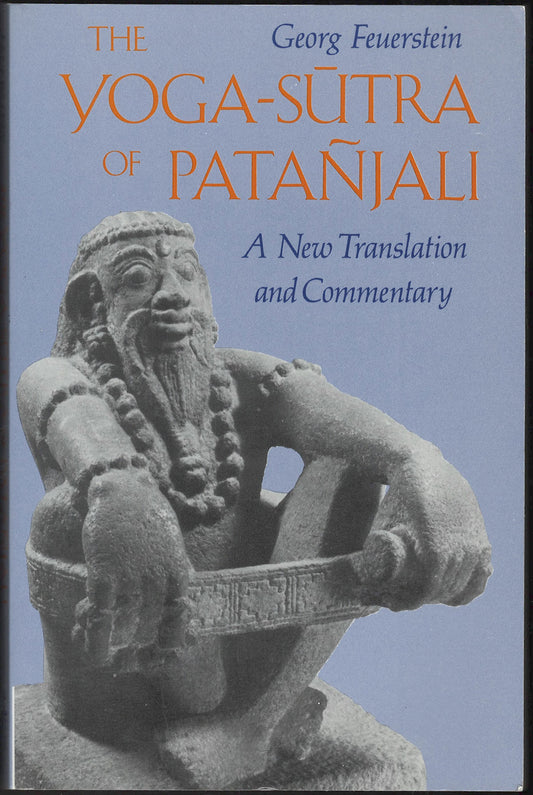Front cover of The Yoga-Sutra of Patanjali with a statue on a blue background