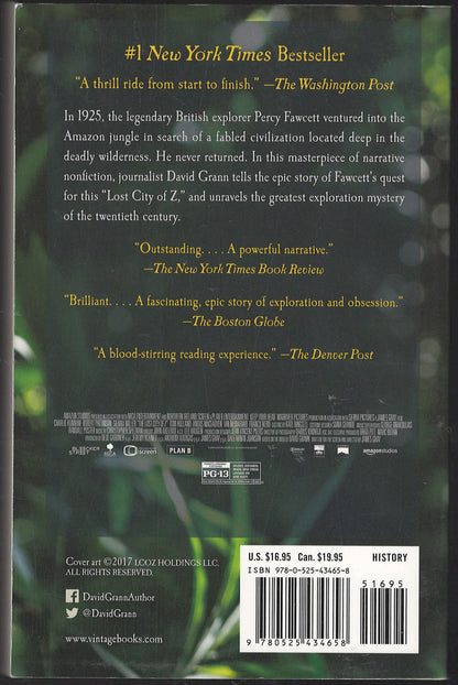 The Lost City of Z by David Grann back cover