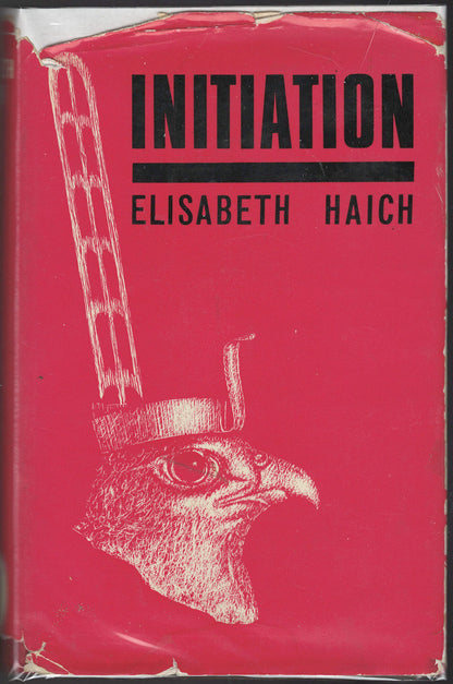 Front cover of Initiation by Elisabeth Haich with Horus wearing a stylized crown on a red background.