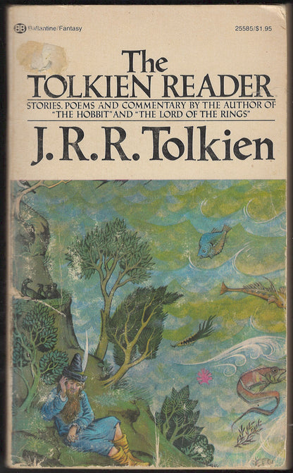 Front cover of The Tolkien Reader by J.R.R. Tolkien with a fantasy scene.