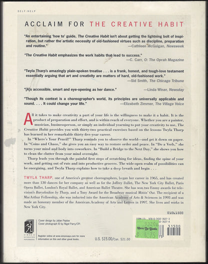 The Creative Habit Learn It and Use It for Life by Twyla Tharp back cover