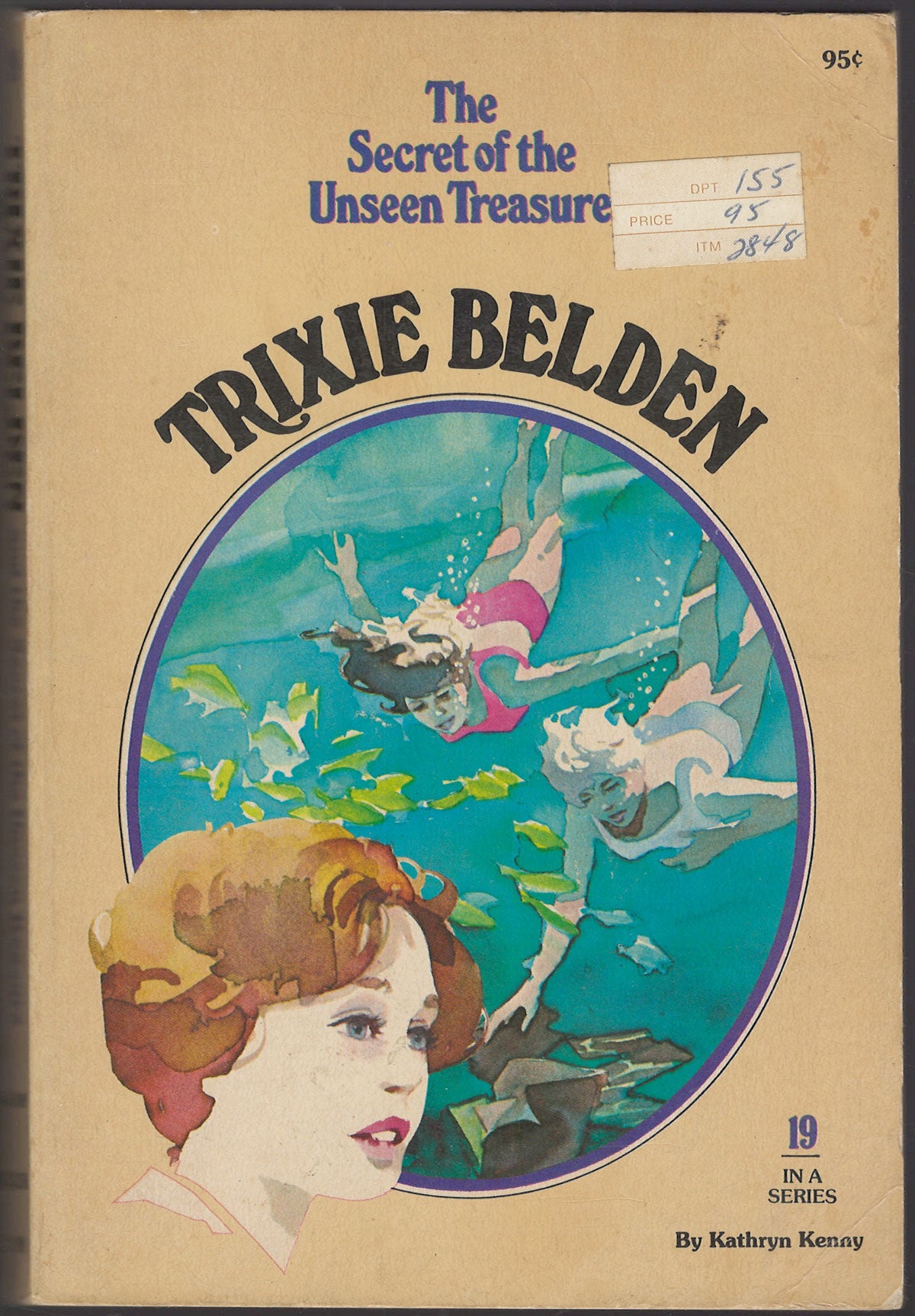 Front cover of Trixie Belden and the Secret of the Unseen Treasure with an underwater scene