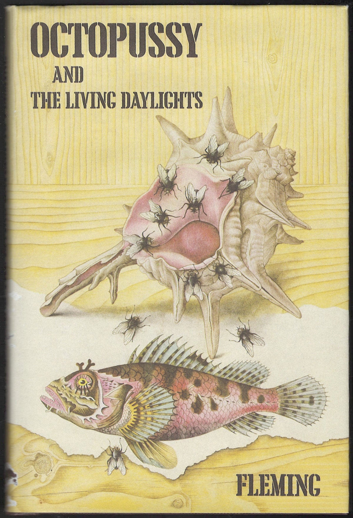 Front cover of Octopussy and The Living Daylights with a shell and fish illustration.