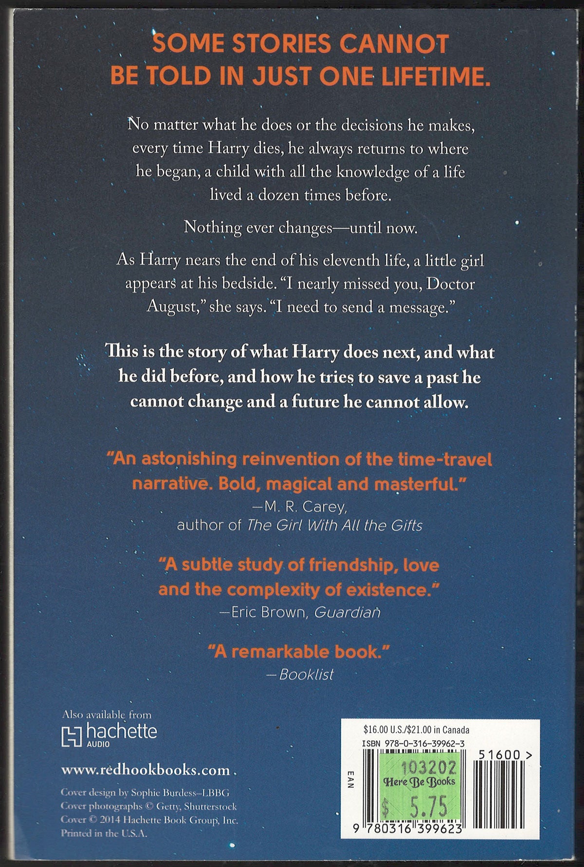 The First Fifteen Lives of Harry August by Claire North back cover