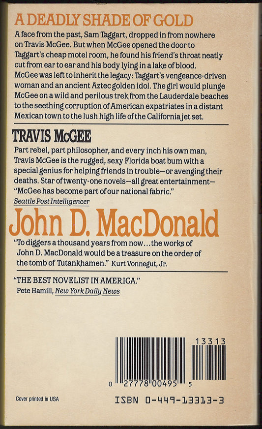 A Deadly Shade of Gold by John D. MacDonald back cover