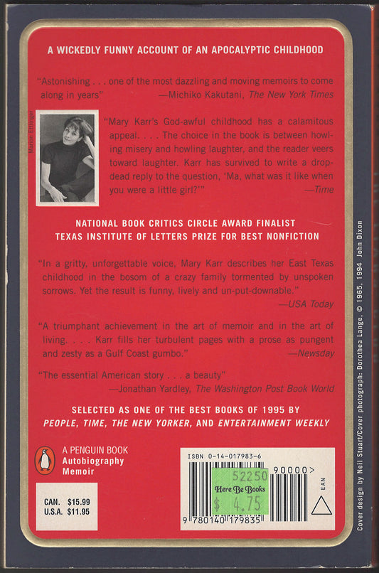 The Liars' Club by Mary Karr back cover