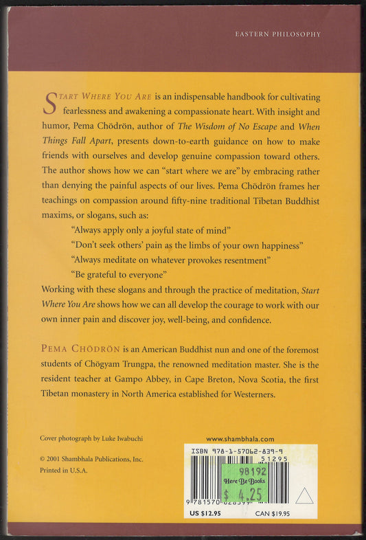 Start Where You Are: A Guide to Compassionate Living back cover