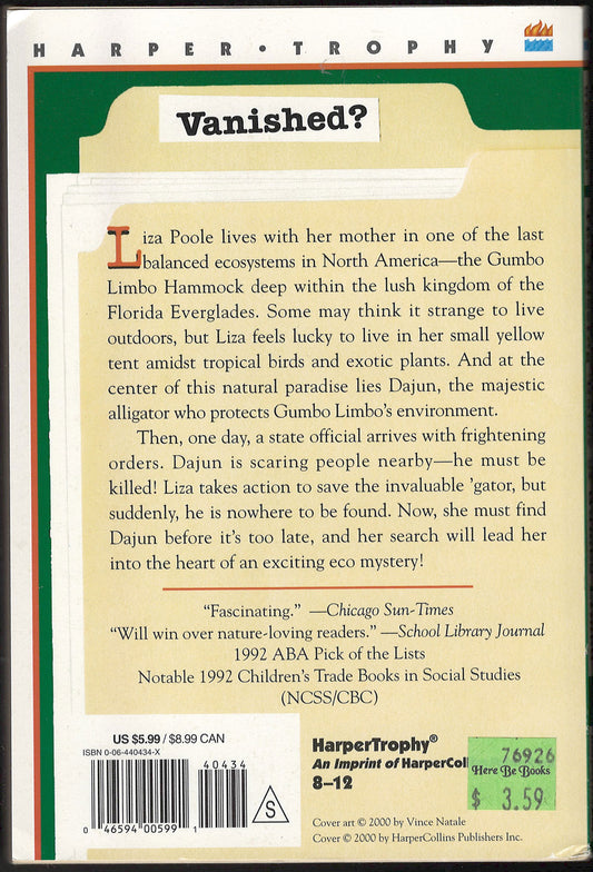 The Missing 'Gator of Gumbo Limbo by Jean Craighead George back cover