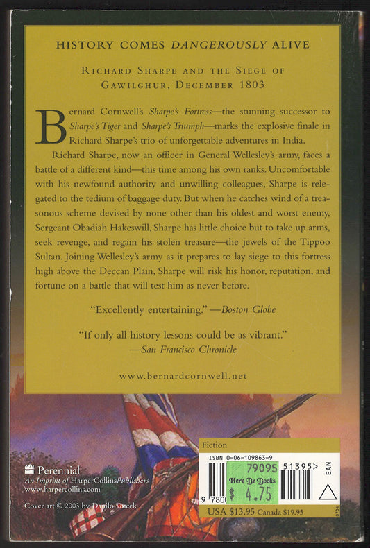 Sharpe's Fortress by Bernard Cornwell back cover