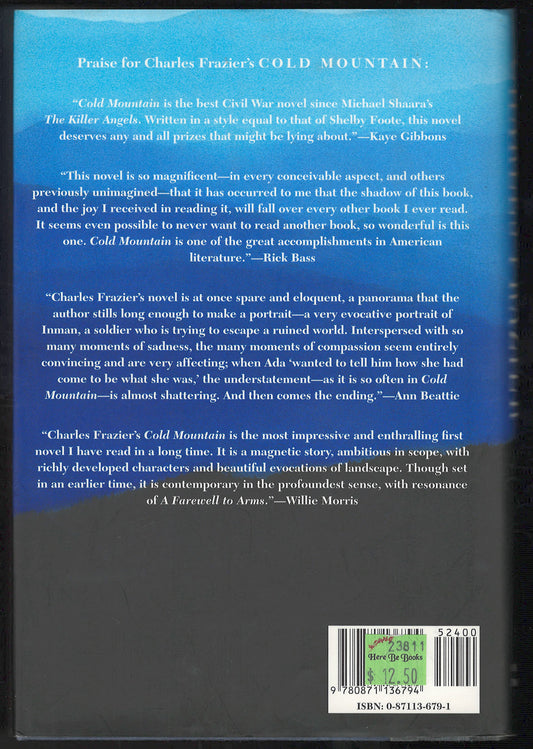 Cold Mountain by Charles Frazier back cover