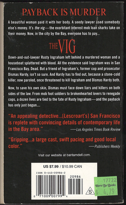 The Vig by John Lescroart back cover