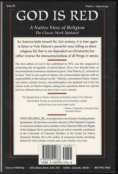 God Is Red by Vine Deloria Jr. back cover