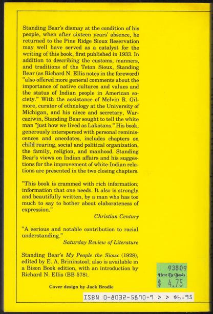 Land of the Spotted Eagle by Luther Standing Bear back cover