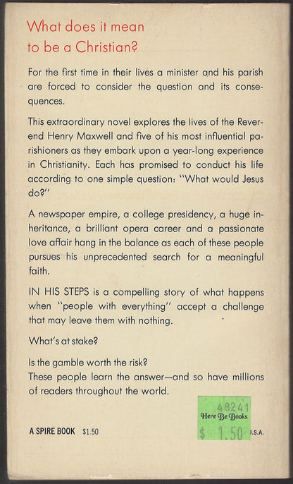 In His Steps by Charles Sheldon back cover