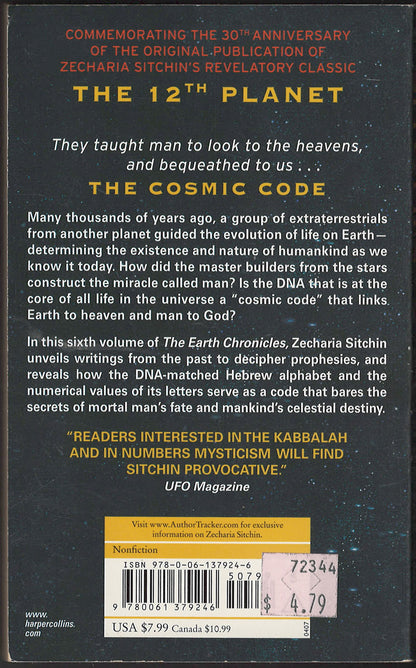 The Cosmic Code by Zecharia Sitchin back cover