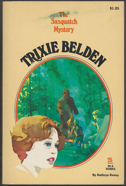 Font cover of The Sasquatch Mystery featuring children and a Sasquatch in a forest setting.