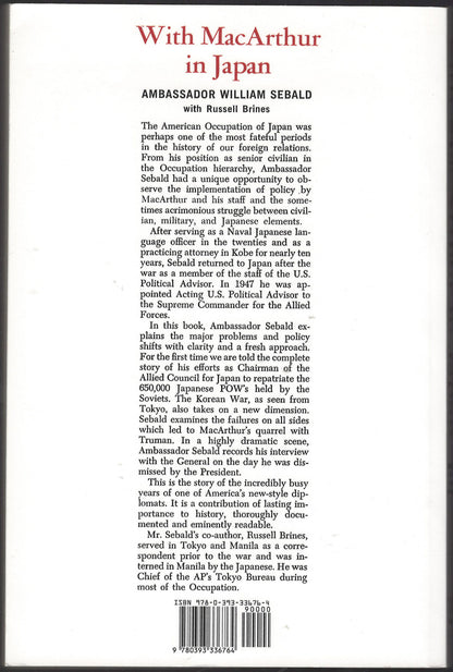 Back cover of With MacArthur in Japan by Ambassador William Sebold.