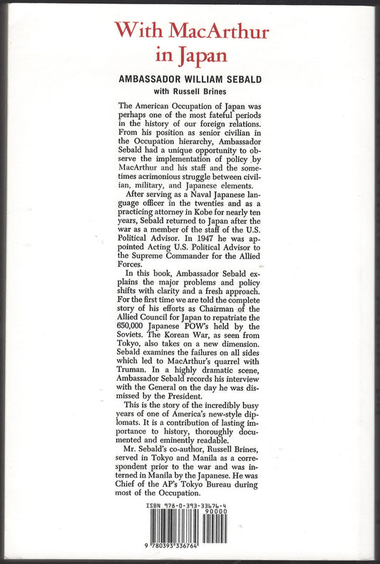 Back cover of With MacArthur in Japan by Ambassador William Sebold.