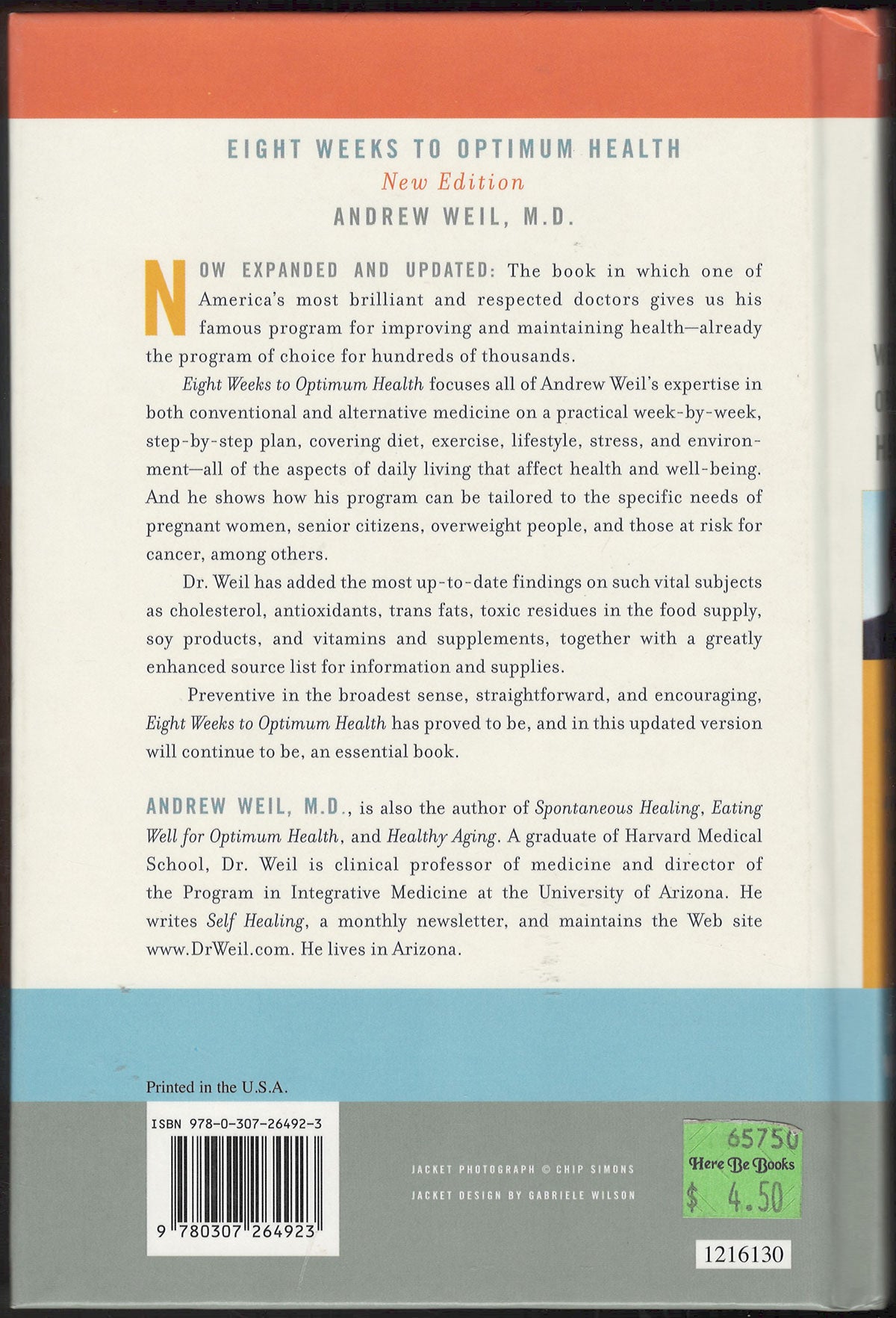 Eight Weeks to Optimum Health by Andrew Weil back cover