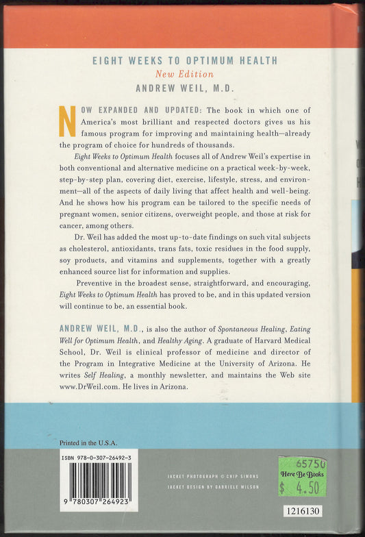 Eight Weeks to Optimum Health by Andrew Weil back cover
