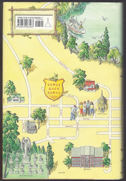 Back cover of Pontoon by Garrison Keillor with a map