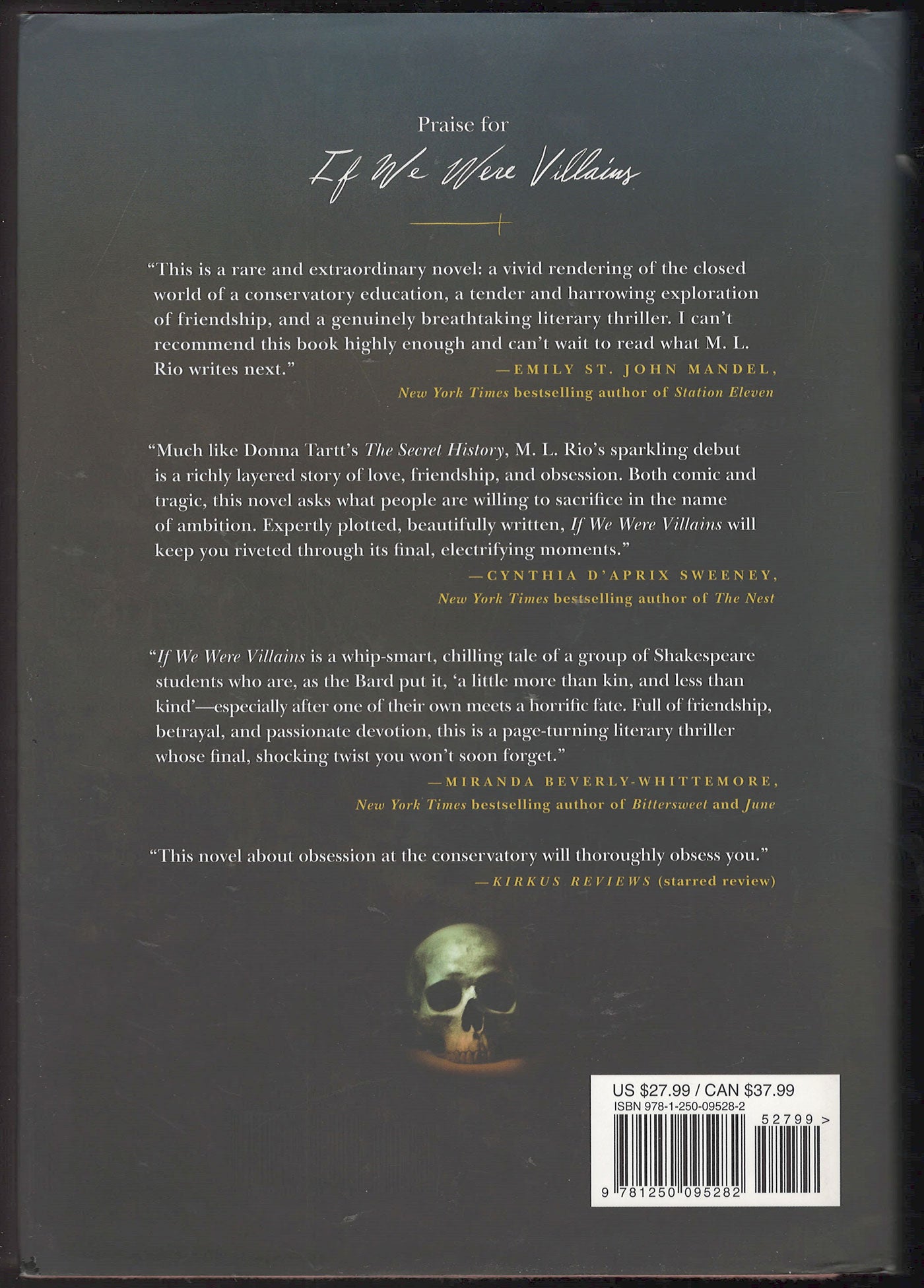 If We Were Villains by M. L. Rio back cover