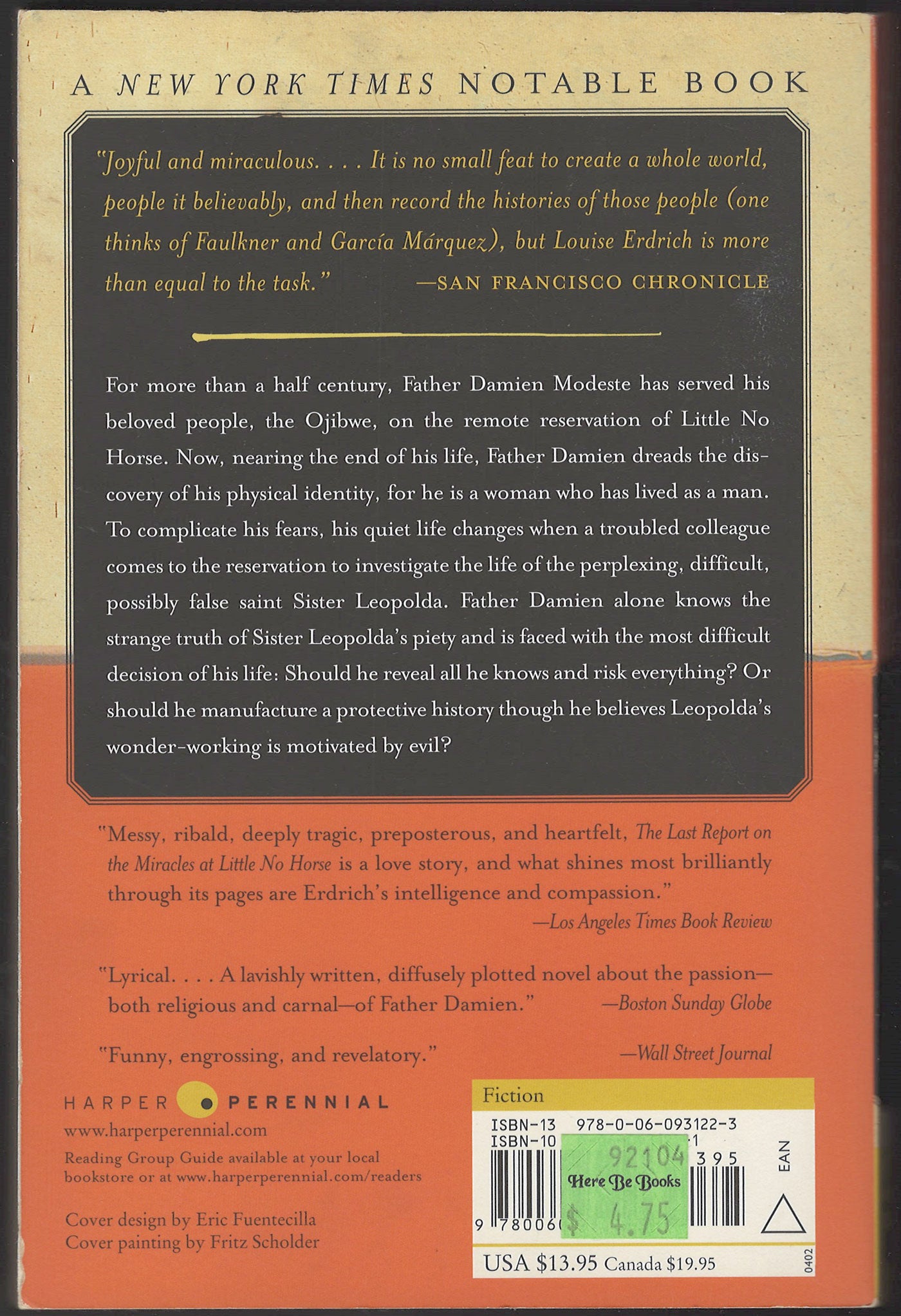 Last Report on the Miracles at Little No Horse by Louise Erdrich back cover