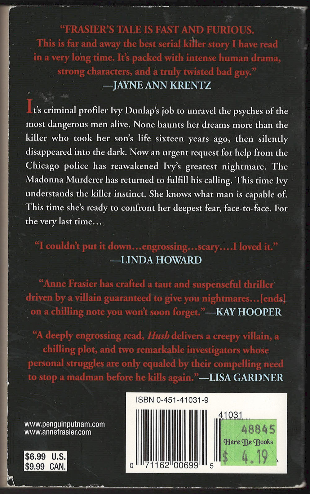 Hush by Anne Frasier back cover