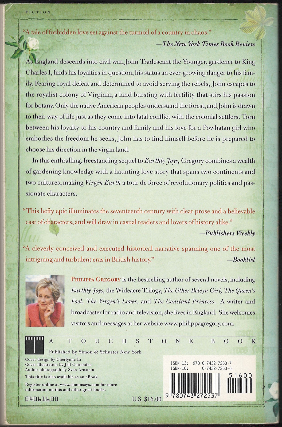 Virgin Earth by Philippa Gregory back cover