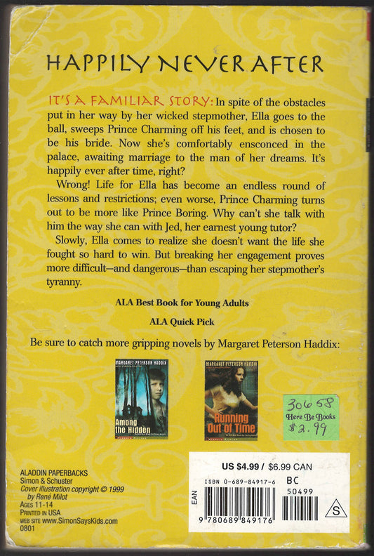 Just Ella by Margaret Peterson Haddix back cover