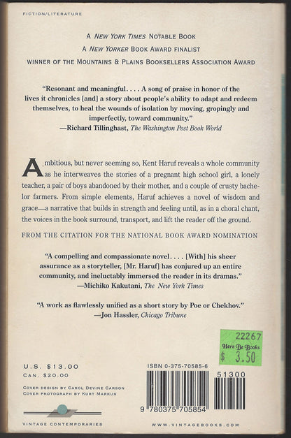 Plainsong by Kent Haruf back cover