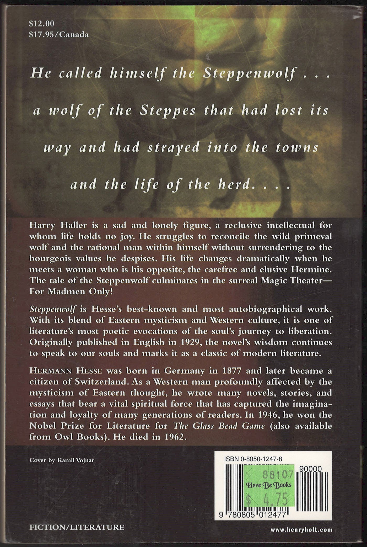 Steppenwolf by Hermann Hesse back cover