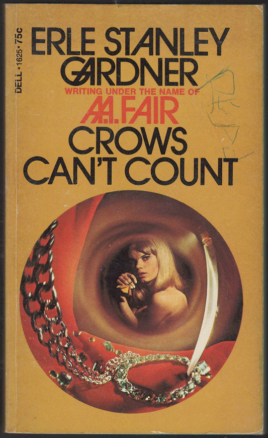 Front cover of Crows Can't Count by Erle Stanley Gardner, with a woman's face and a necklace.