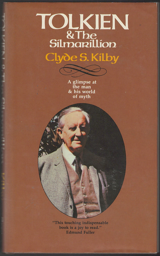 Front cover of Tolkien & The Silmarillion by Clyde S. Kilby with a portrait of J.R.R. Tolkien on a brown background.