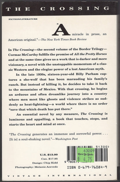 The Crossing by Cormac McCarthy back cover
