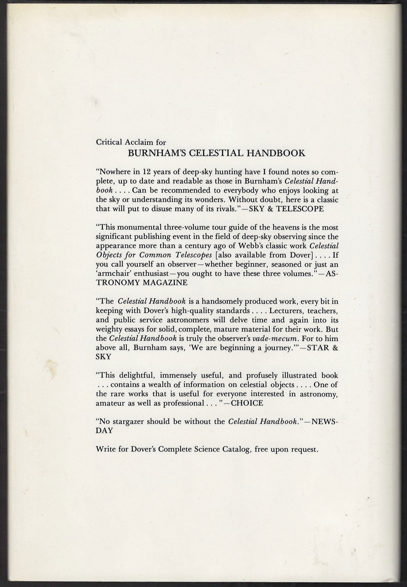 Burnham's Celestial Handbook by Robert Burnham Volume One back