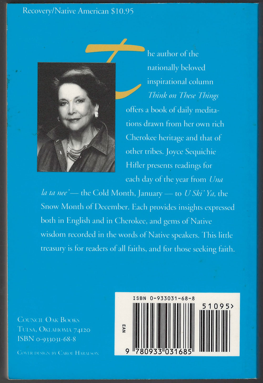 A Cherokee Feast of Days Daily Meditations by Joyce Sequichie Hifler back cover