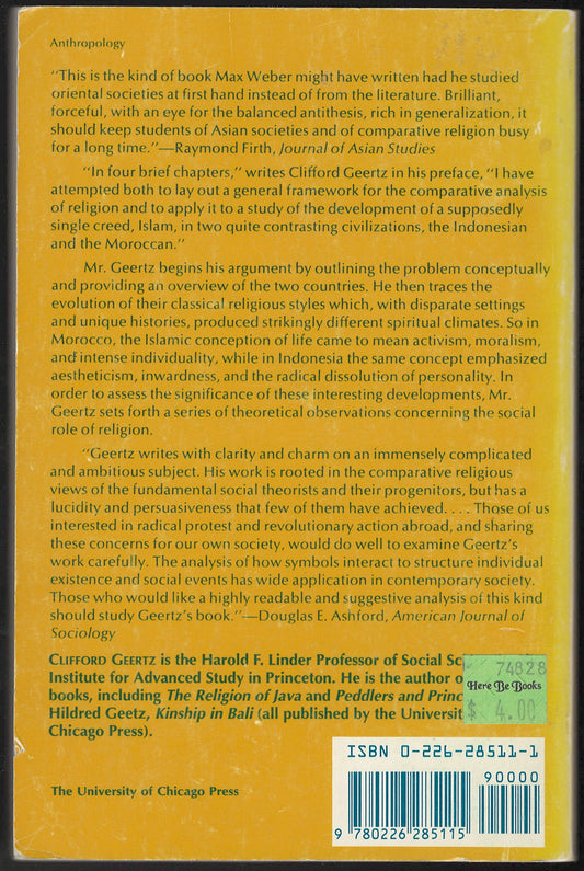 Islam Observed by Clifford Geertz back cover