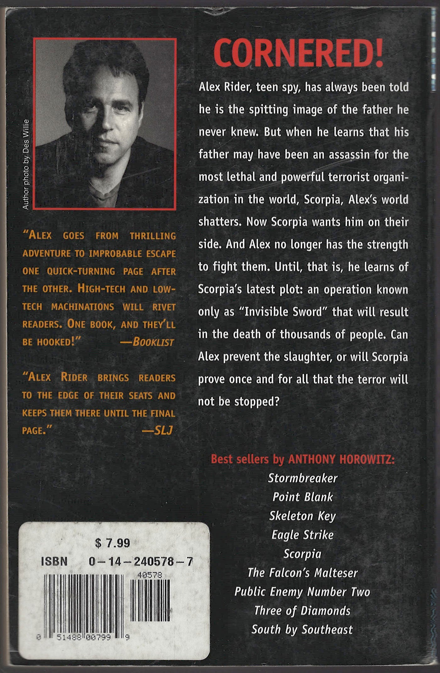 Scorpia by Anthony Horowitz back cover