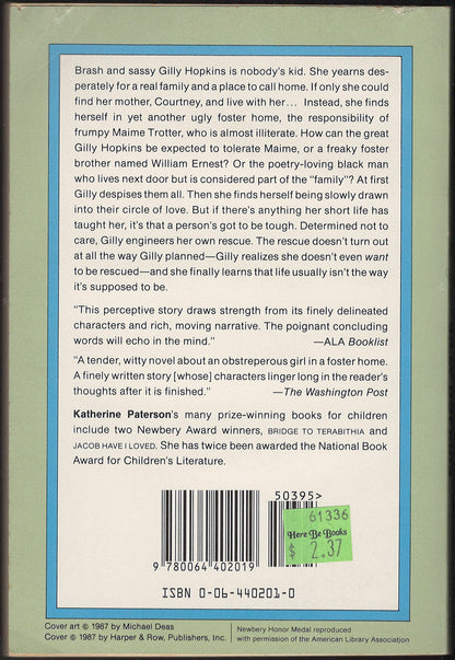Great Gilly Hopkins by Katherine Paterson back cover