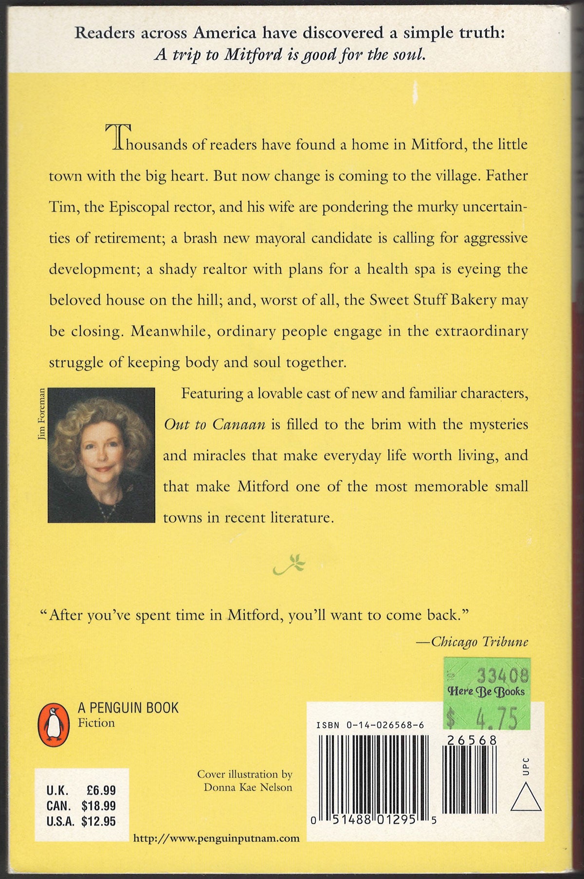 Out to Canaan by Jan Karon back cover