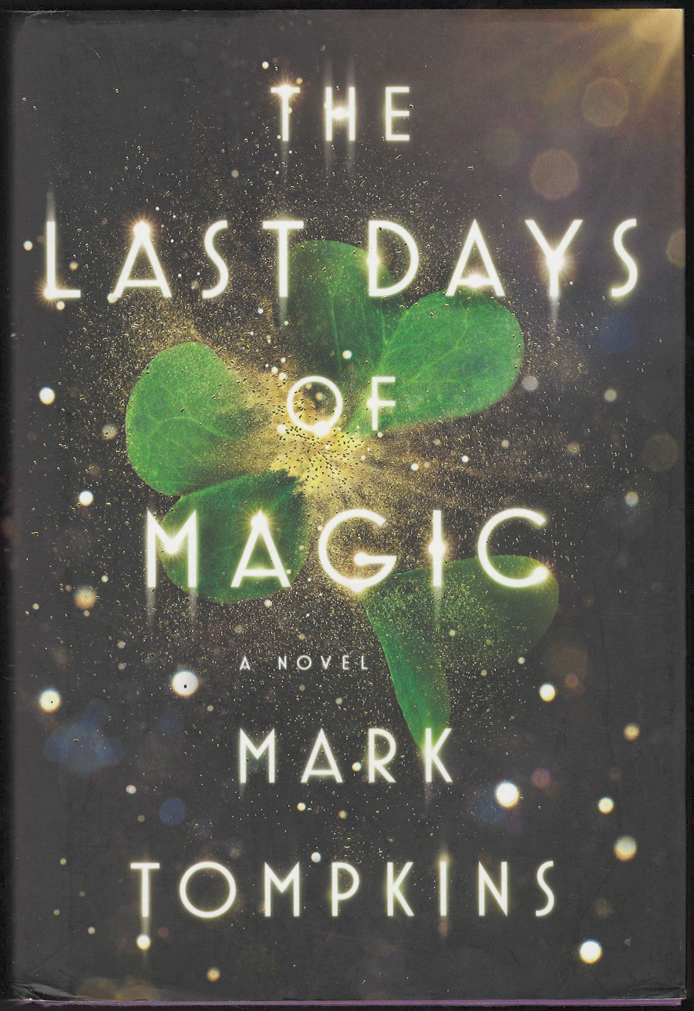 Front cover of The Last Days of Magic by Mark Tompkins with green leaves on a dark background.
