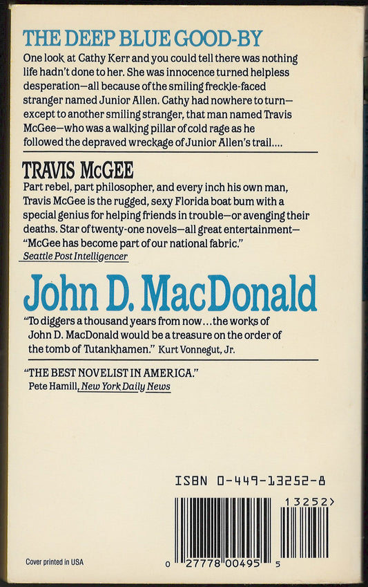 The Deep Blue Good-by by John D. MacDonald back cover