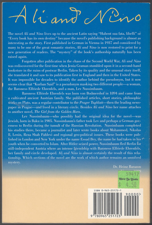 Ali and Nino: A Love Story back cover