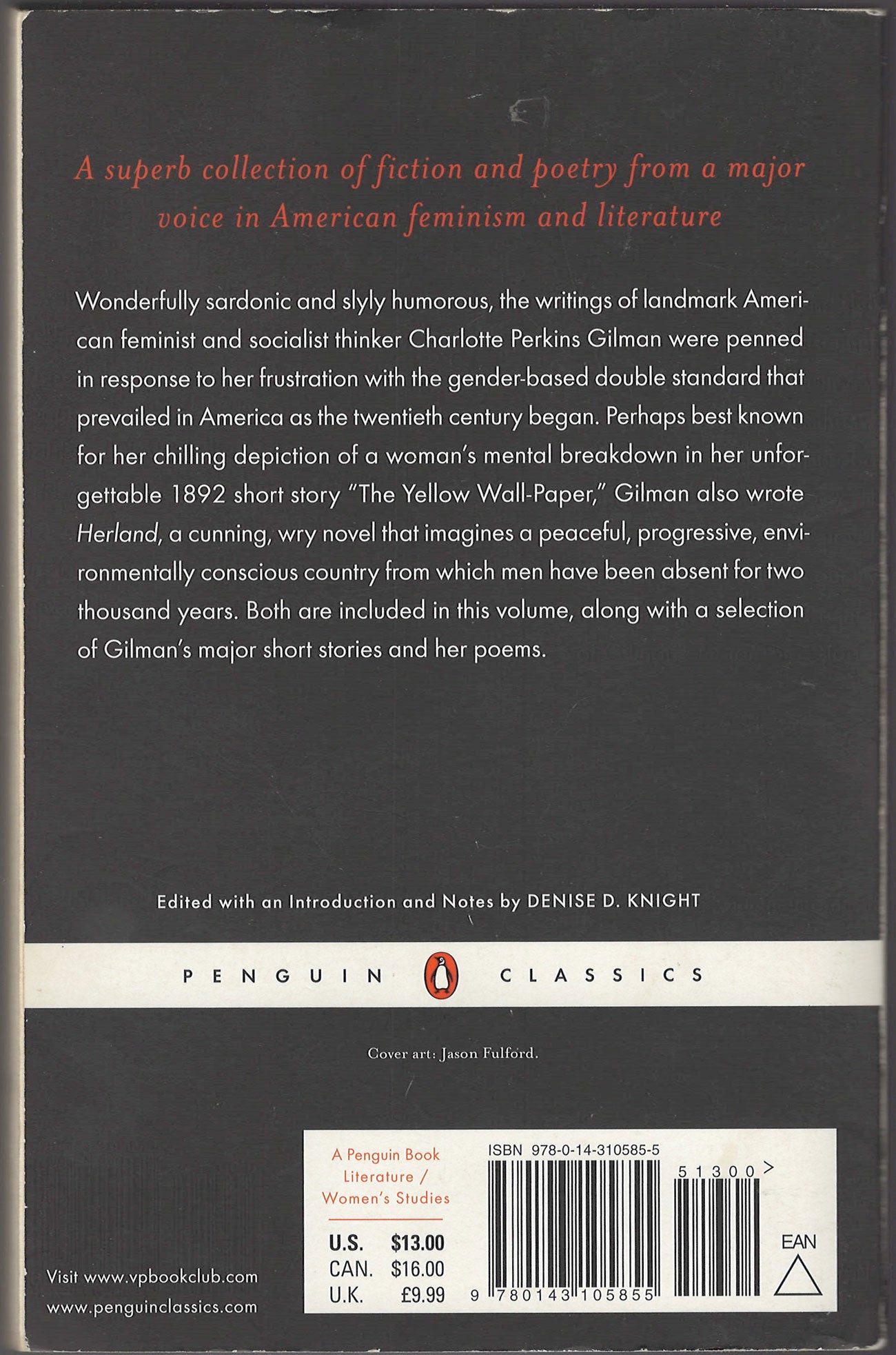 Yellow Wallpaper and Other Writings by Charlotte Perkins Gilman back cover