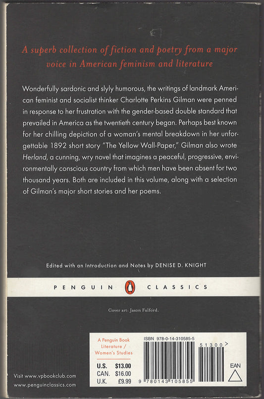 Yellow Wallpaper and Other Writings by Charlotte Perkins Gilman back cover