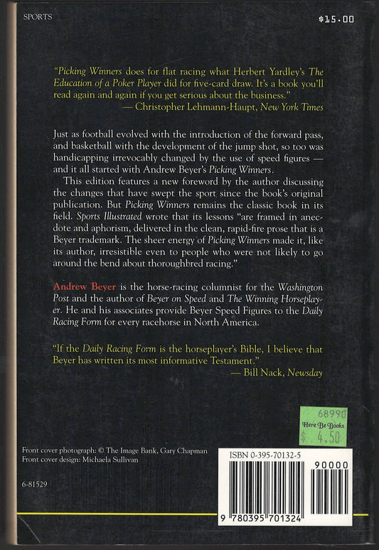 Picking Winners: A Horseplayer's Guide back cover