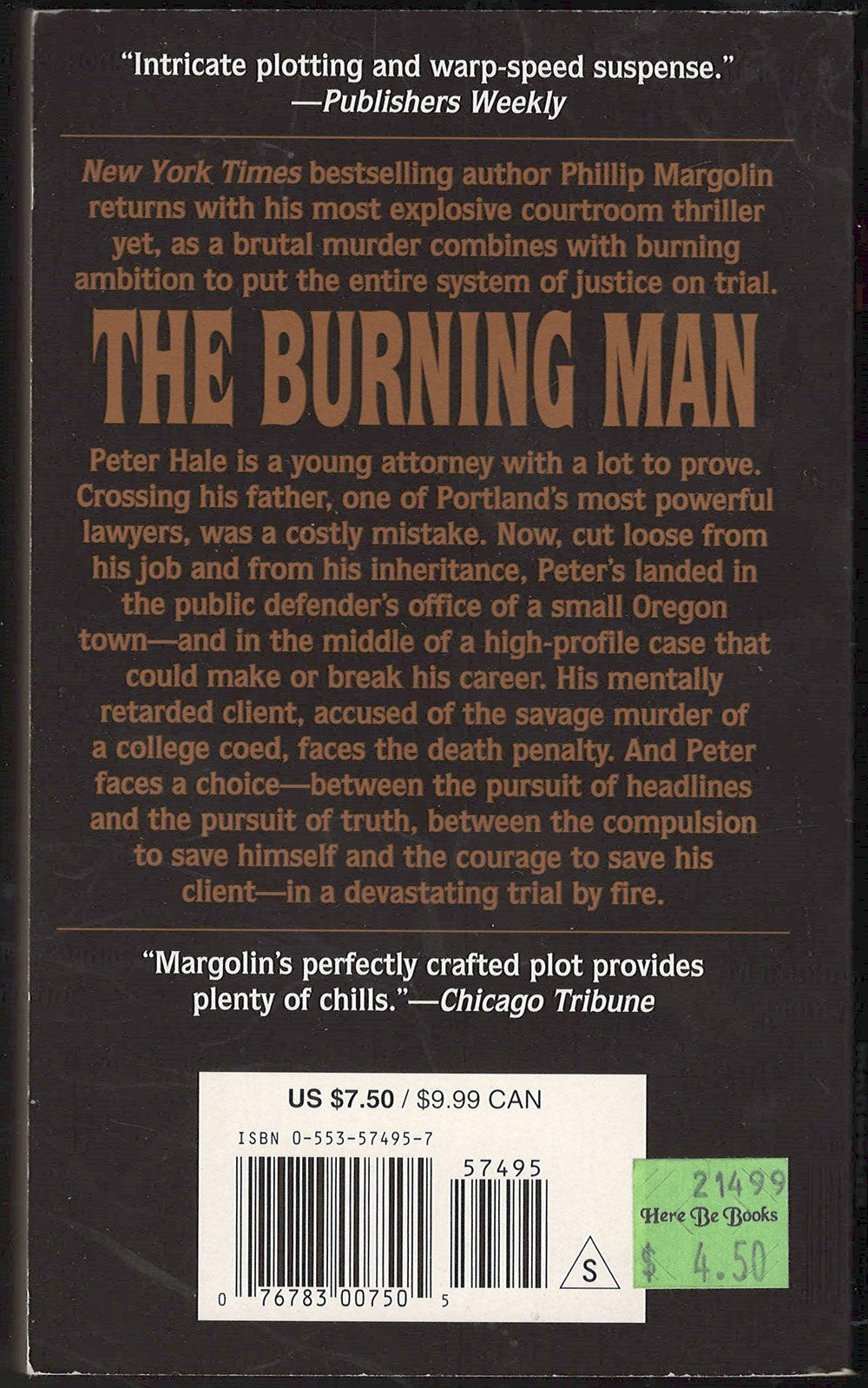 Burning Man by Philip Margolin back cover