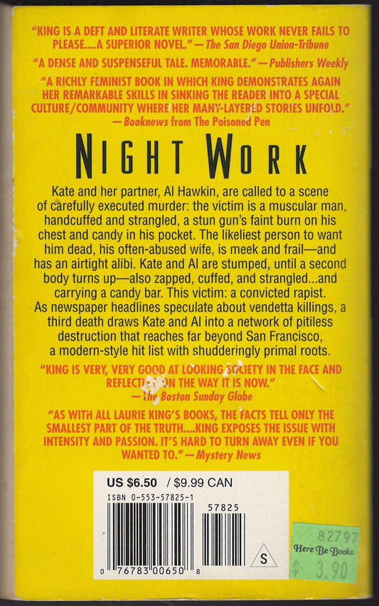 Night Work by Laurie R. King back cover